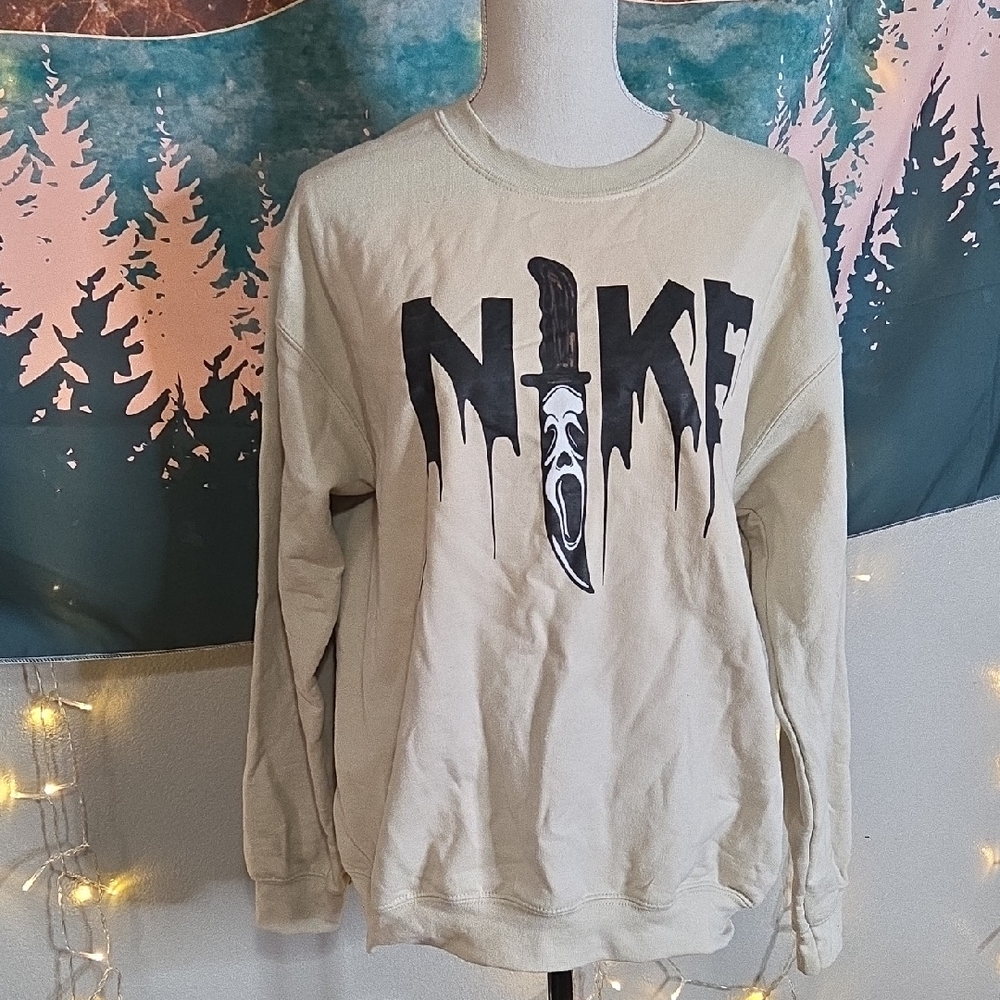 Gildan "Nike" Ghost Face Sand Sweatshirt Size M
